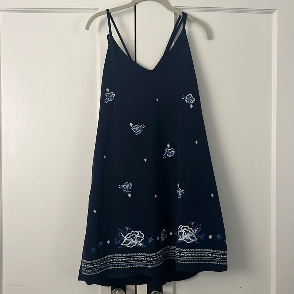 Navy blue embroidery summer dress